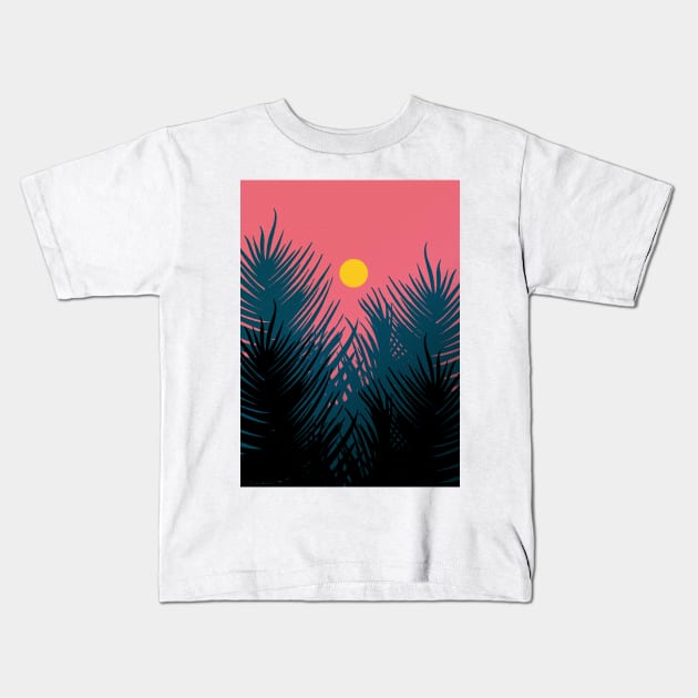 Morning Palm Trees Kids T-Shirt by Swadeillustrations